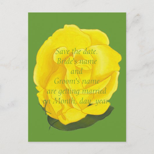 Bright yellow rose Save the date wedding postcards 案内ポストカード (正面)