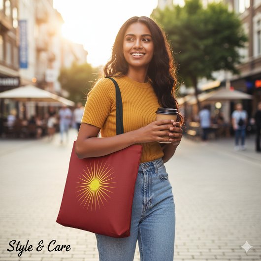 Bright Yellow Shining Star Mark Christmas Red トートバッグ