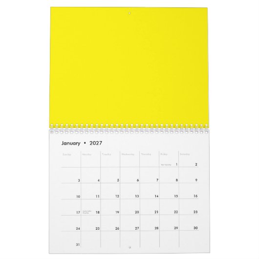 Bright Yellow Solid Background | Bold Modern Look カレンダー (1月 2027)