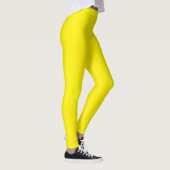 Bright Yellow Solid Leggings Comfortable Fit Style レギンス (右)