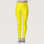 Bright Yellow Solid Leggings Comfortable Fit Style レギンス (正面)