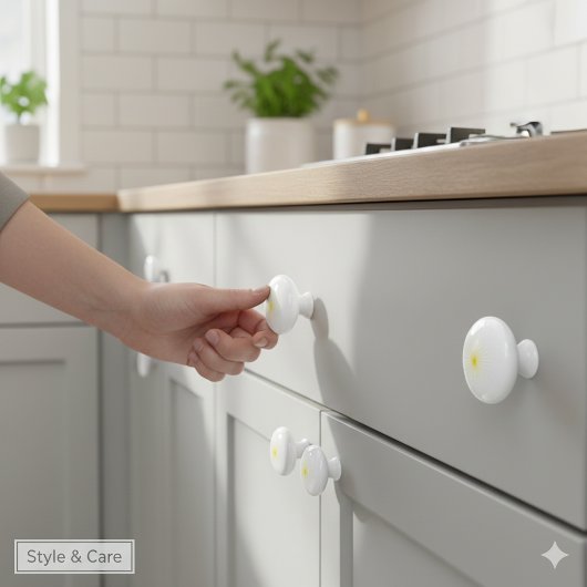 Bright Yellow Star Mark on Stylish Ceramic Knob セラミックノブ