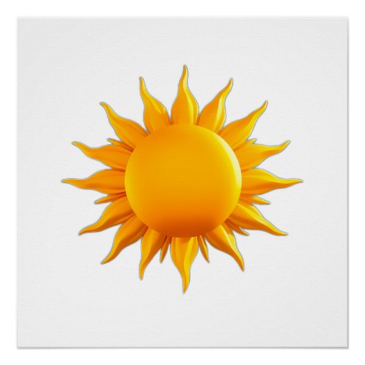 Bright Yellow Sun Illustration with Radiant Rays ポスター (正面)
