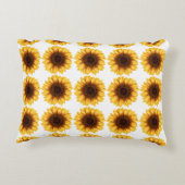 Bright Yellow Sunflower Pattern Decorative Accent アクセントクッション (裏面)