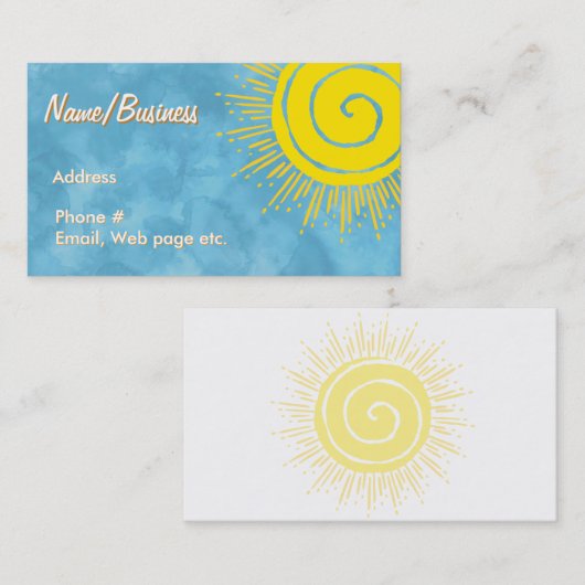 Bright Yellow Sunshine In Blue Sky Custom   名刺 (正面/裏面)