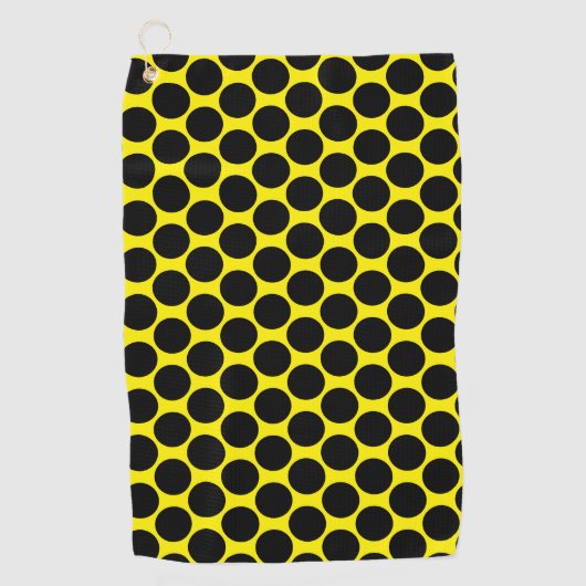 Bright Yellow with Black Dot Style ゴルフタオル (正面)