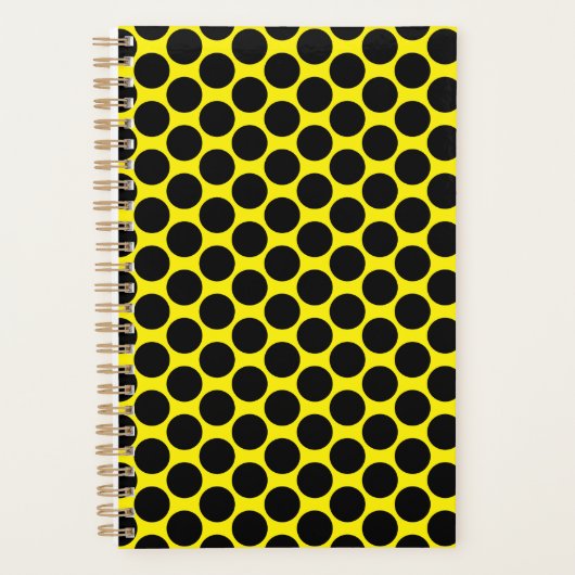Bright Yellow with Black Dot Style 5.5" x 8.5" プランナー手帳 (正面)