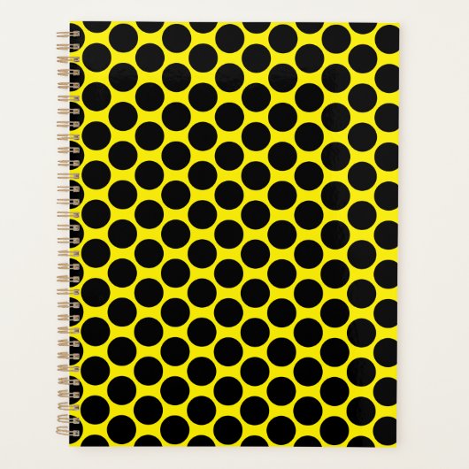 Bright Yellow with Black Dot Style 8.5"x11" プランナー手帳 (正面)