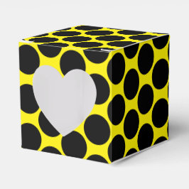 Bright Yellow with Black Dot Style Heart 2x2x2 フェイバーボックス