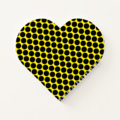 Bright Yellow with Black Dot Style Heart Shaped ノートブック (裏面)