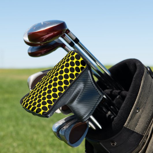 Bright Yellow with Black Dot Style Putter Cover ゴルフヘッドカバー (インサイチュ)