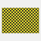 Bright Yellow with Black Square Pattern Style ラッピングペーパーシート (正面3)