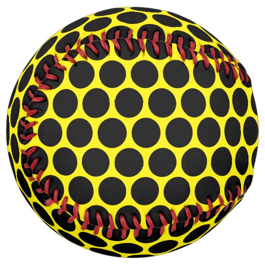 Bright Yellow with Solid Black Dot Pattern ソフトボール (正面左)
