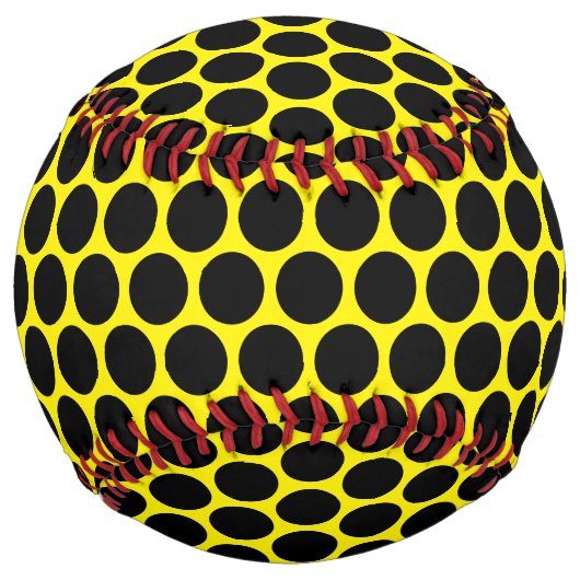 Bright Yellow with Solid Black Dot Pattern ソフトボール (裏面)