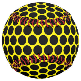 Bright Yellow with Solid Black Dot Pattern ソフトボール