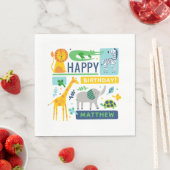 Bright Zoo Jungle Animals Birthday 6.5" NAPKINS スタンダードランチョンナプキン (インサイチュ)