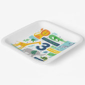 Bright Zoo Jungle Animals Birthday PARTY PLATE 9" ペーパープレート (傾斜あり)