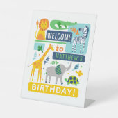 Bright Zoo Jungle Animals Birthday Pedestal Sign 台座サイン (正面)