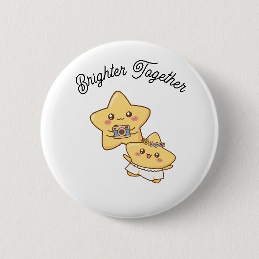 Brighter Together – Cute Couple Button Gift 缶バッジ (正面)