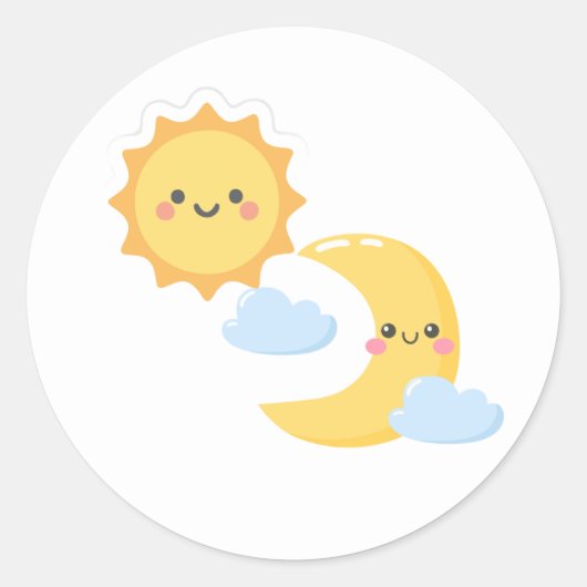 Brighter Together - Sun & Moon sticker ラウンドシール (正面)