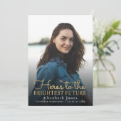 Brightest Future金ゴールドスクリプトの卒業写真 案内状 (スタンド正面)