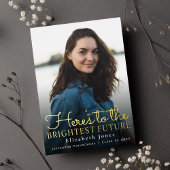 Brightest Future金ゴールドスクリプトの卒業写真 箔招待状