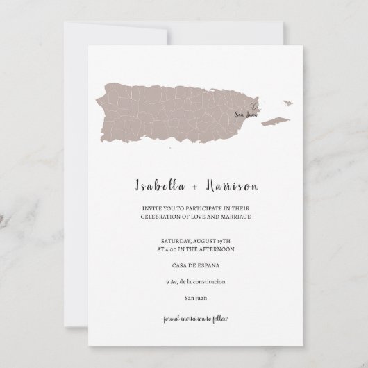BRIGHTEST Puerto Rico Wedding Invitation Template 招待状 (正面)