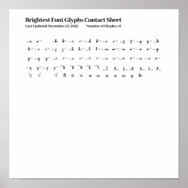 Brightest Script フォントグリフ連絡シート ポスター