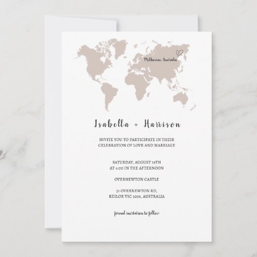 BRIGHTEST Wedding Invitation World Map 招待状 (正面)