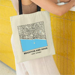 Brighton and Hove, East Sussex City Map Tote Bag トートバッグ