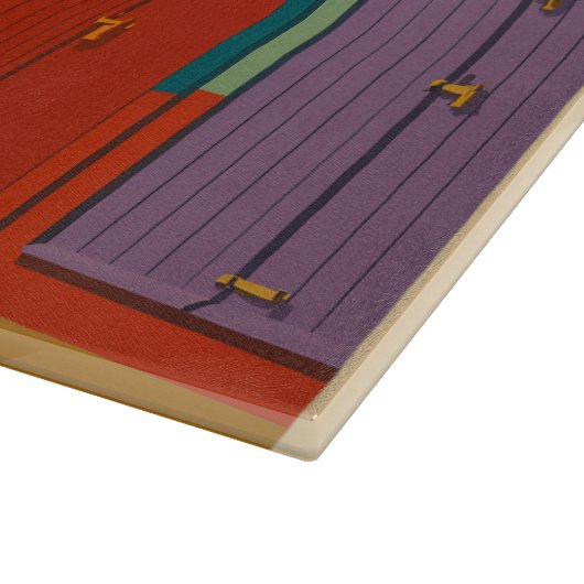 Brighton Beach Huts – Colourful Seaside Print カッティングボード (角)