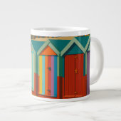 Brighton Beach Huts – Colourful Seaside Print ジャンボコーヒーマグカップ (正面右)