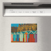Brighton Beach Huts – Colourful Seaside Print マグネット (インサイチュ (食洗機))