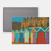 Brighton Beach Huts – Colourful Seaside Print マグネット (正面/裏面)