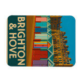 Brighton Beach Huts – Colourful Seaside Print マグネット (横)