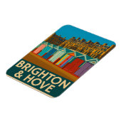 Brighton Beach Huts – Colourful Seaside Print マグネット (左側)