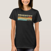 Brighton England City Retro Longitude Latitude Tシャツ (正面)