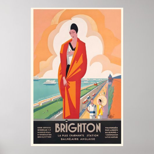Brighton England UK Vintage Travel Poster ポスター (正面)