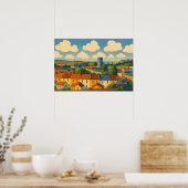 Brighton & Hove Rooftops – Whimsical Townscape ポスター (キッチン)