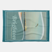 Brighton Pier Seagull Postcard キッチンタオル (横)