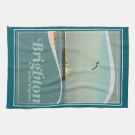 Brighton Pier Seagull Postcard キッチンタオル