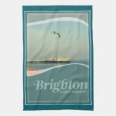 Brighton Pier Seagull Postcard キッチンタオル (縦)