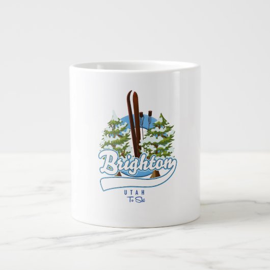 Brighton Utah スキーロゴ ジャンボコーヒーマグカップ (正面)
