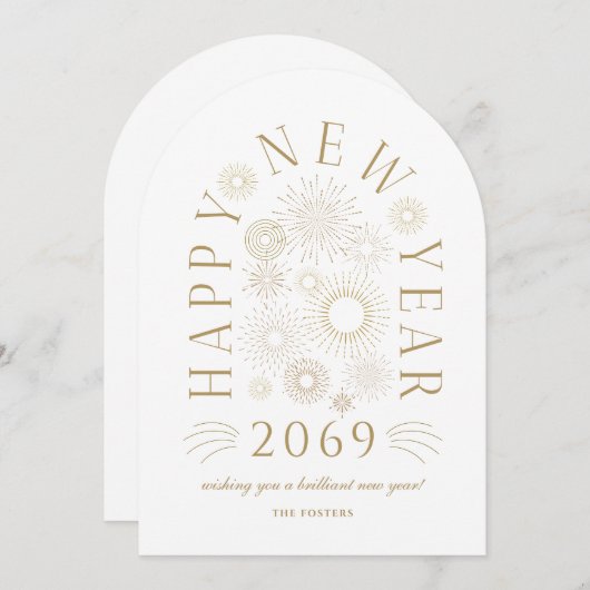 Brilliant Arch New Year Firework Greeting Card 招待状 (正面/裏面)