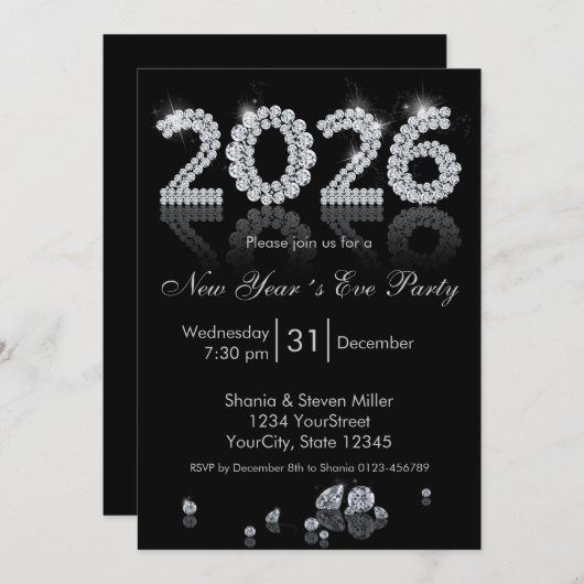 Brilliant Diamonds Luxury New Year 2026 招待状 (正面/裏面)