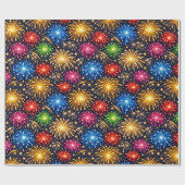 Brilliant Midnight Fireworks Pattern ラッピングペーパー (フラット)