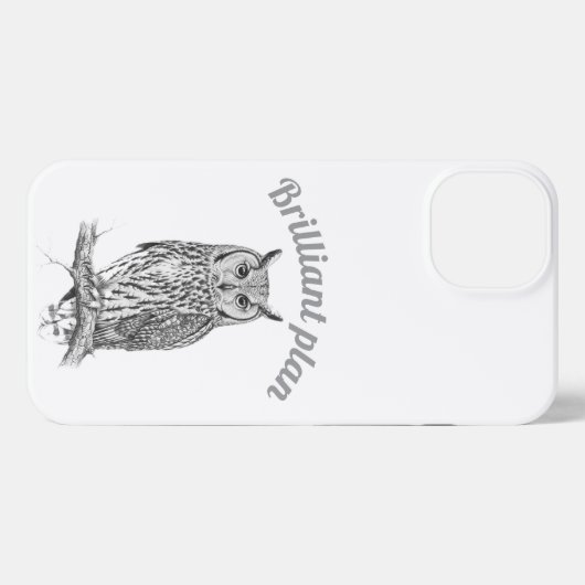 Brilliant Plan Wise Owl Charcoal Sketch Phone Case iPhoneケース (裏面横)