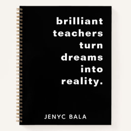 Brilliant Teacher Retro Black & White Design ノートブック