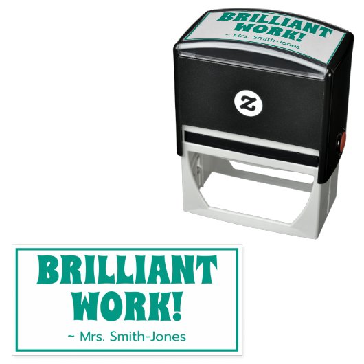 "BRILLIANT WORK!" +先生名ゴム印 セルフインキングスタンプ (インサイチュ)