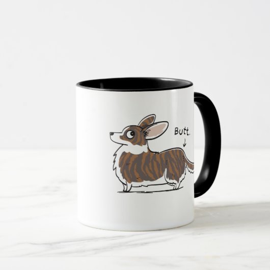 Brindleカーディガンのコーギーのお尻のマグ マグカップ (正面右)